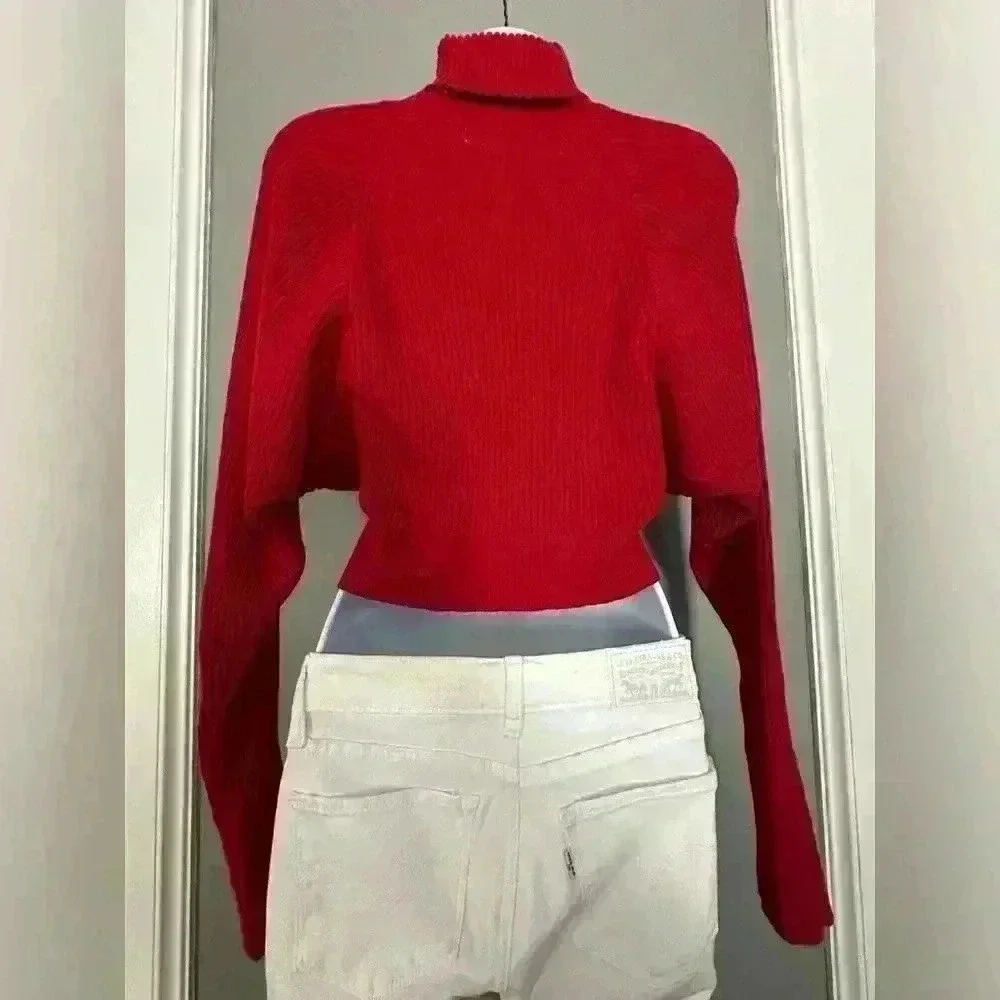 Thinkable Red Criss Cross Women's Sweater (483)